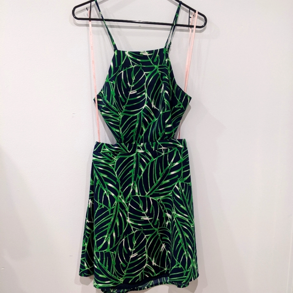 Tropical Dress with Open Back